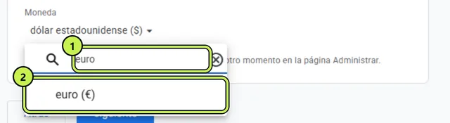 Cambiar la moneda de Google Analytics de dólar a euro